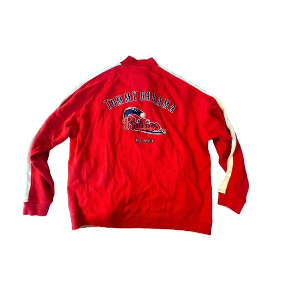 Tommy‎ Bahama Mens Baseball MLB Philadelphia Phillies Zip Sweater Red Sz 2XL - Picture 2 of 15
